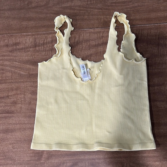 Nikibiki Yellow Ribbed Ruffled Tank Top - Picture 2 of 3